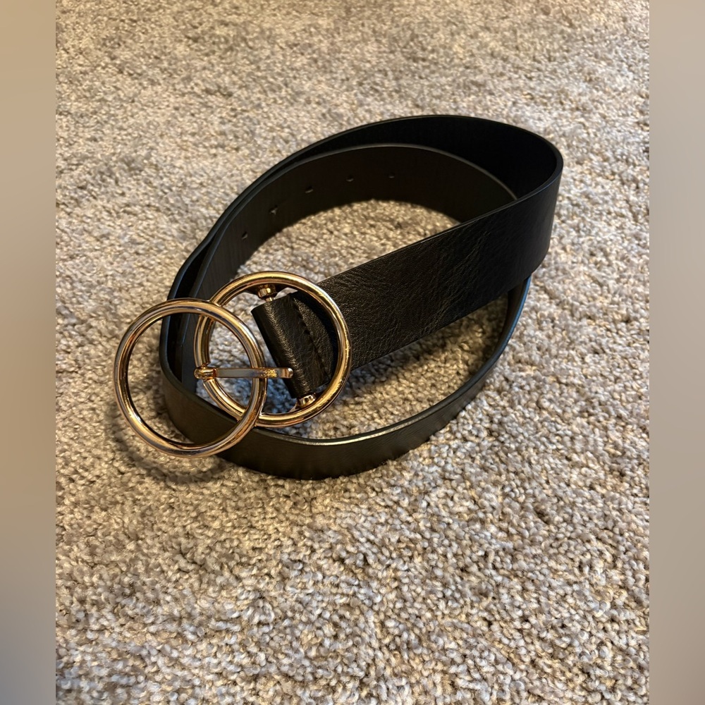 Linea Pelle Black Belt with Gold Buckle